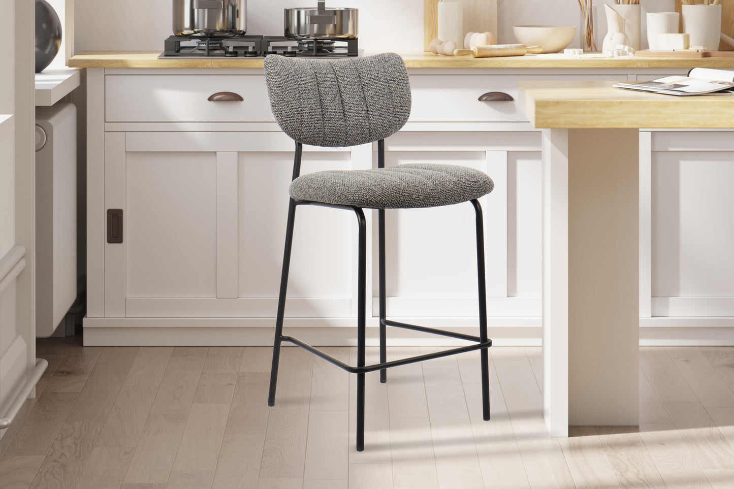 Chaise de comptoir Antura Tissu Gris foncé