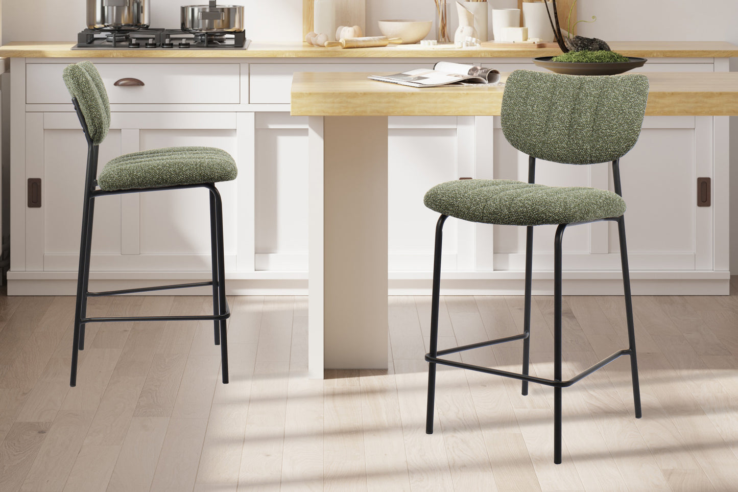 Chaise de comptoir Antura Tissu Vert