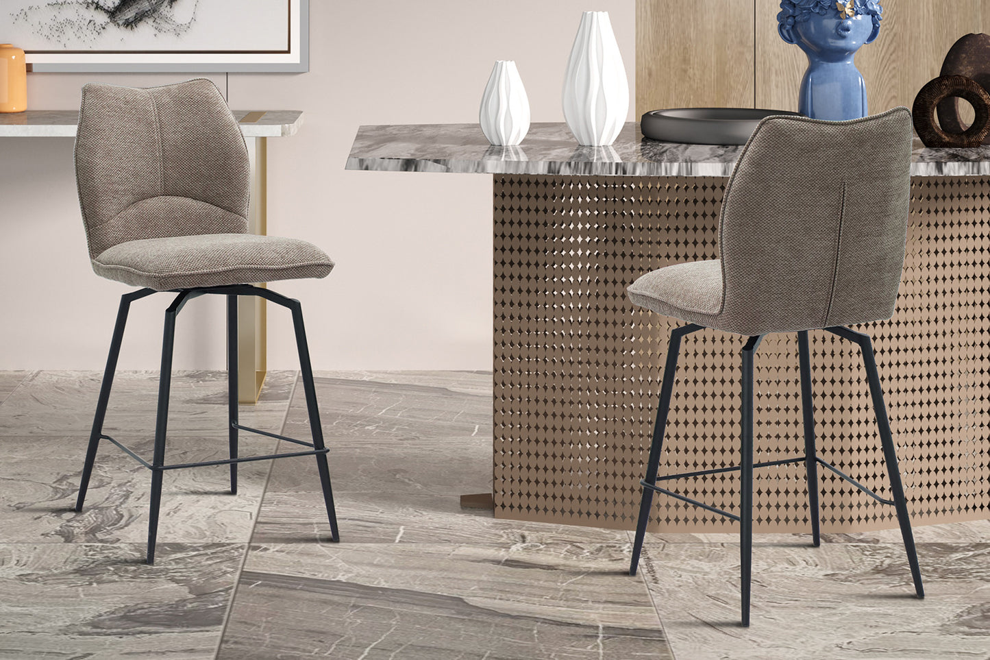 Chaise de comptoir Lara Pivotant Sable