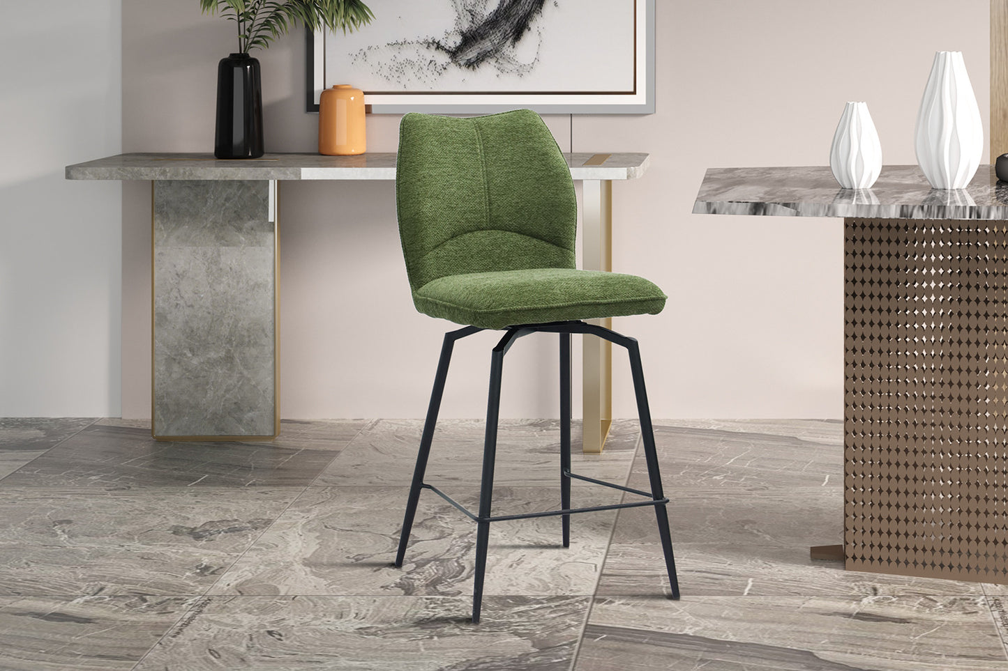 Chaise de comptoir Lara Pivotant Vert