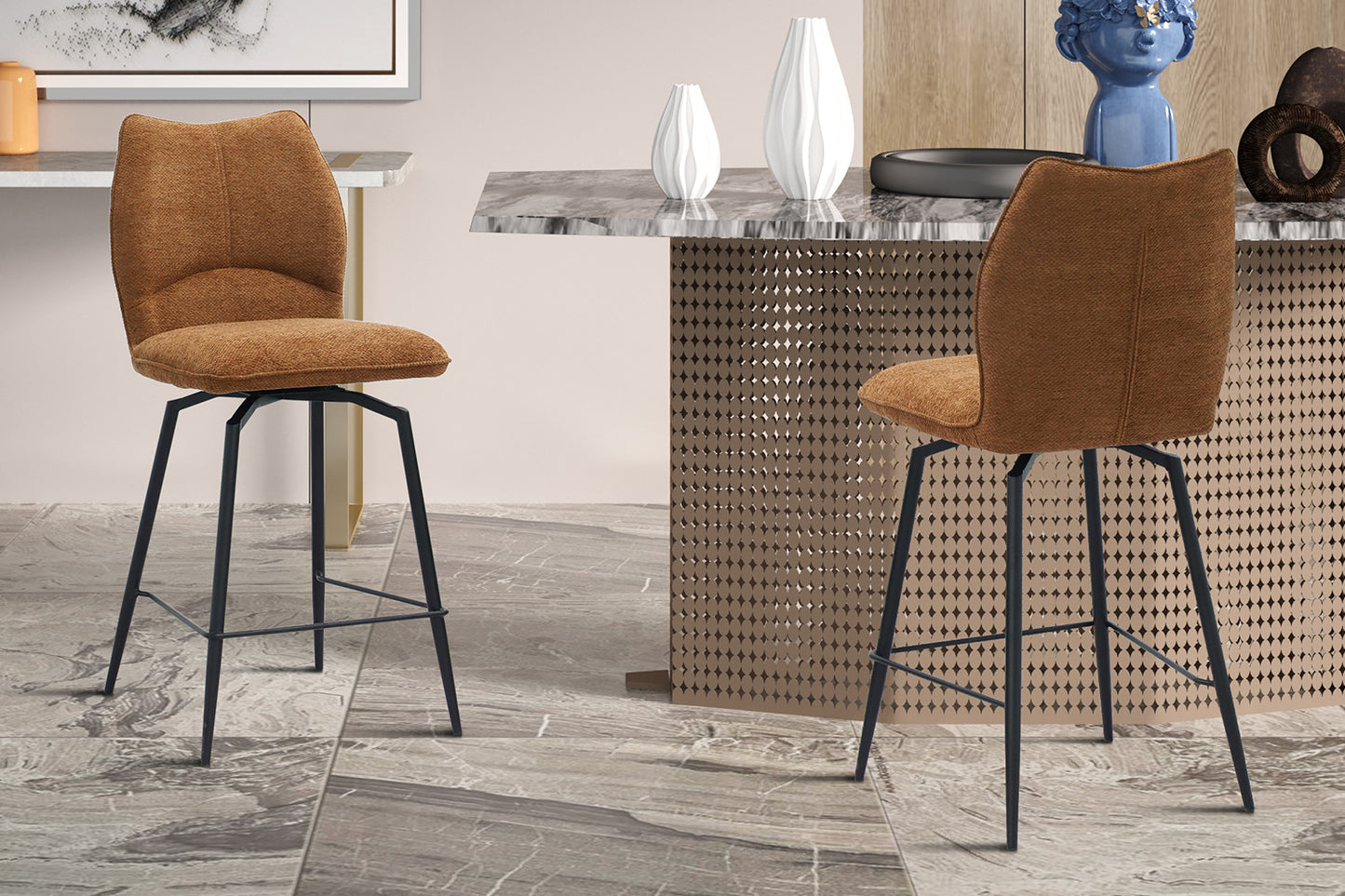 Chaise de comptoir Lara Pivotant Terracotta