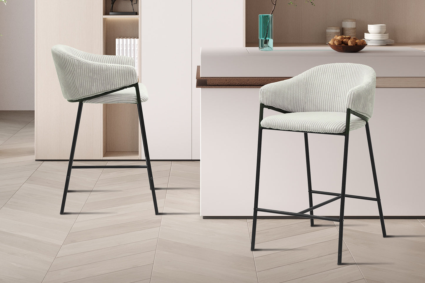 Chaise de comptoir Hugo Gris clair