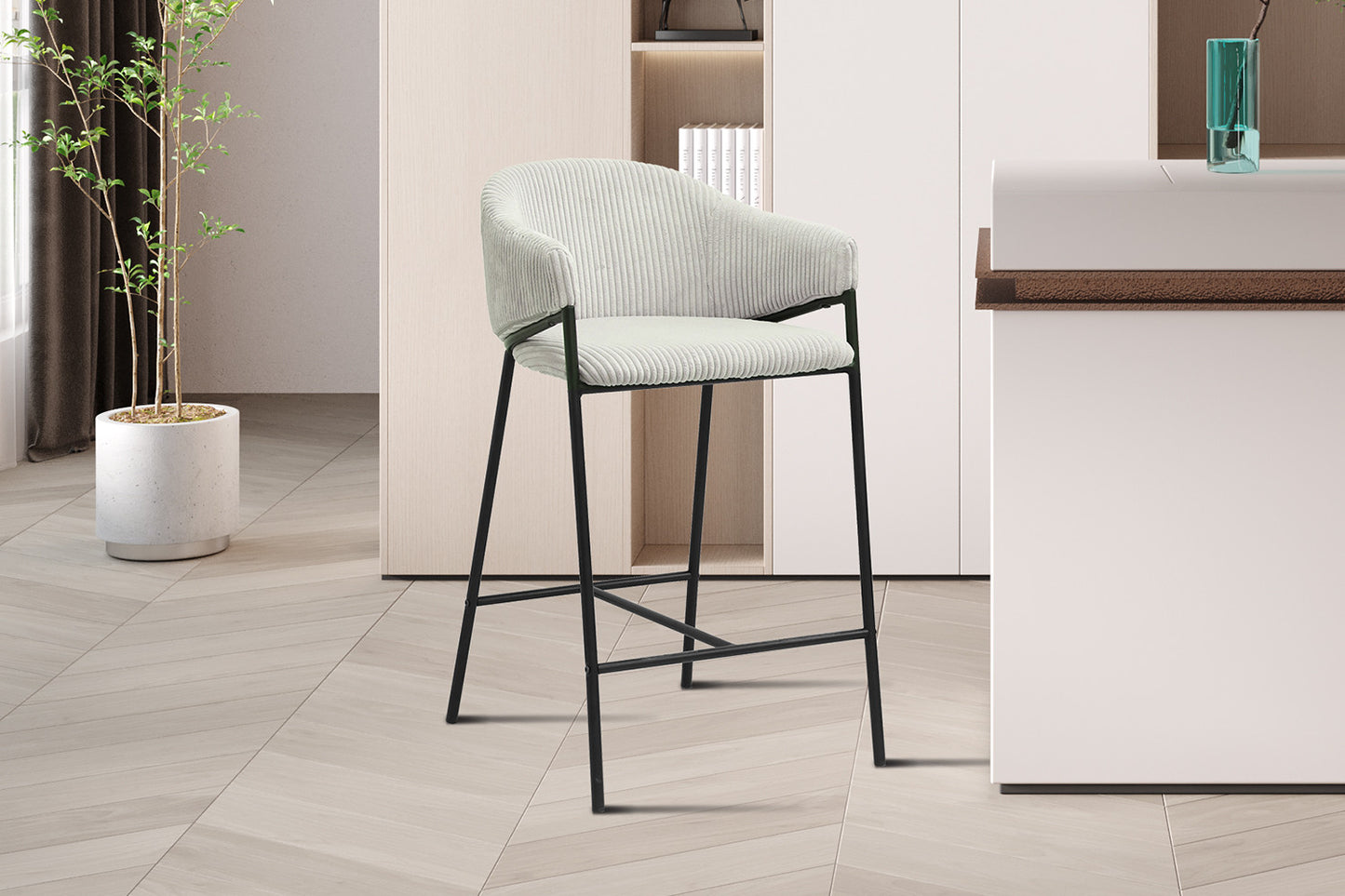 Chaise de comptoir Hugo Gris clair