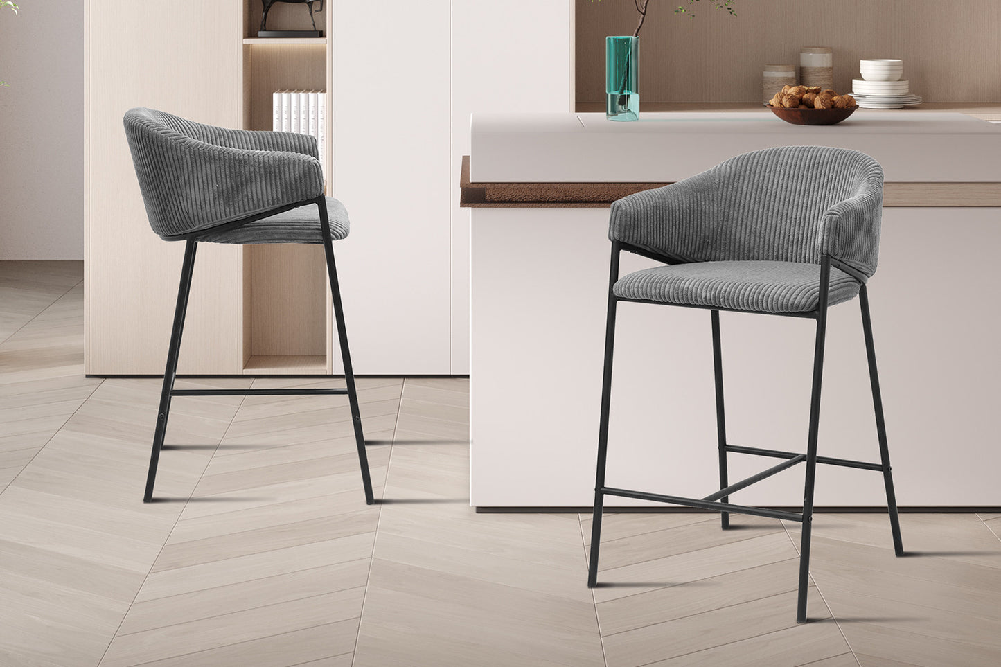 Chaise de comptoir Hugo Gris foncé