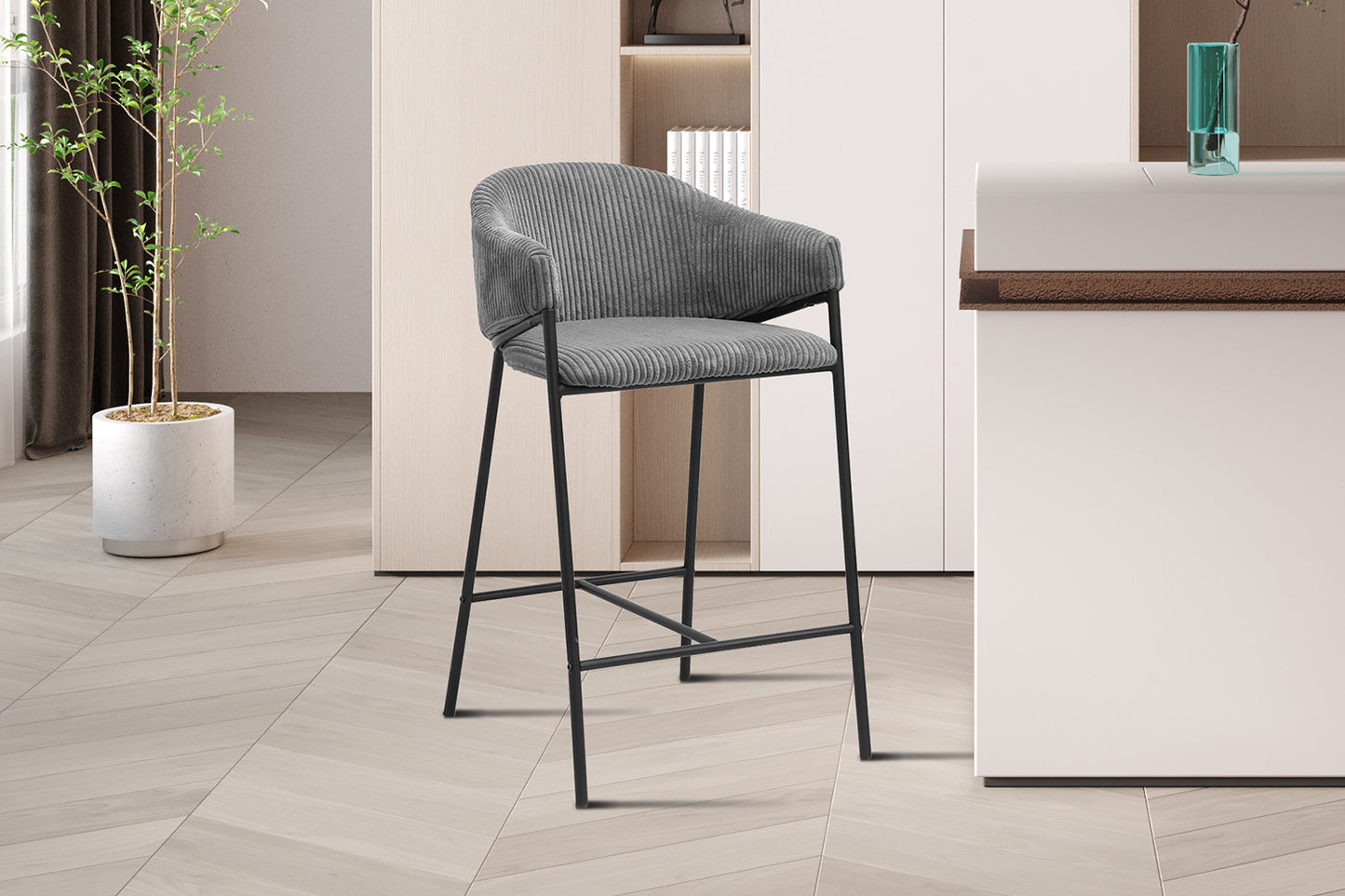 Chaise de comptoir Hugo Gris foncé