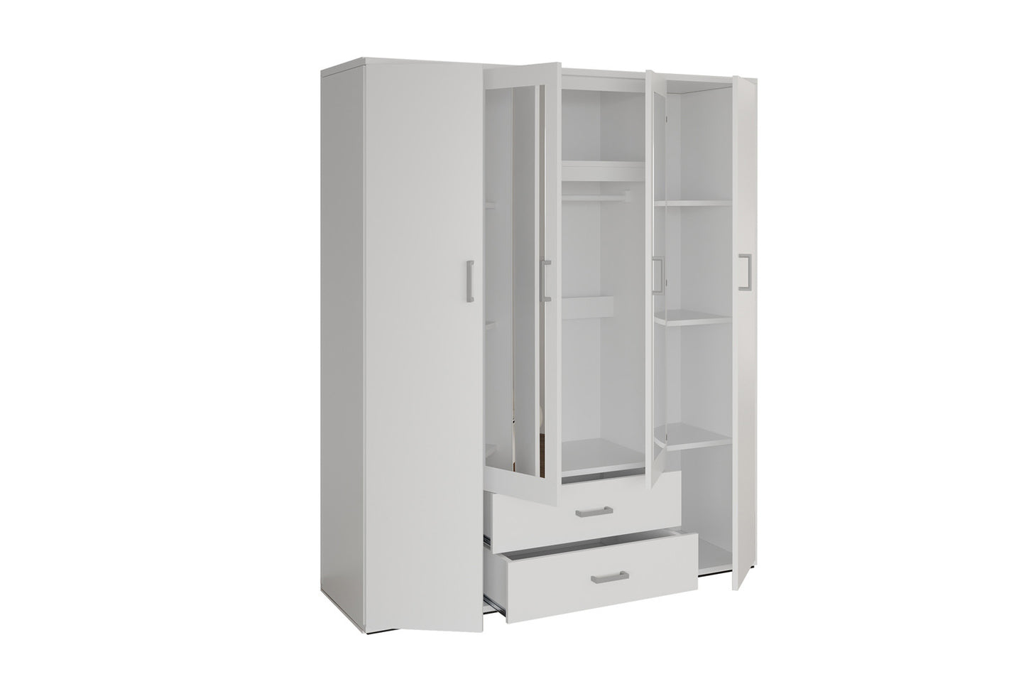 Armoire Marc 4 portes avec 2 miroirs Blanc