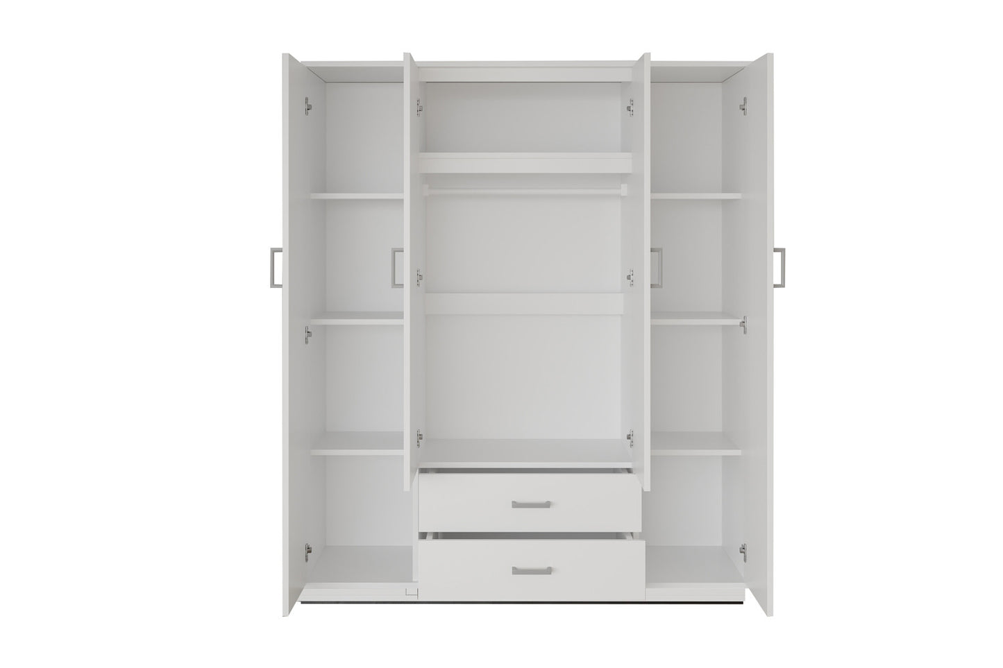 Armoire Marc 4 portes avec 2 miroirs Blanc