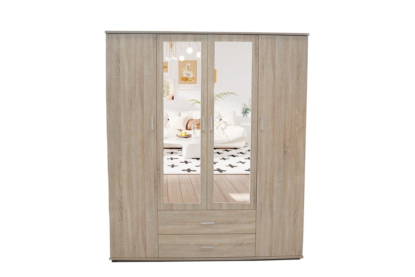 Armoire Marc 4 portes avec 2 miroirs Sonoma