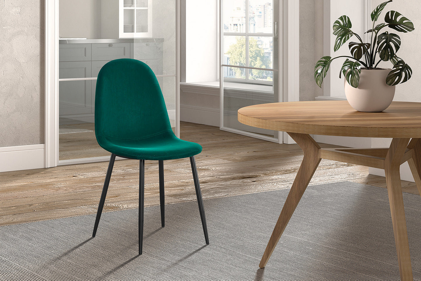 Chaise Boy Velours Vert