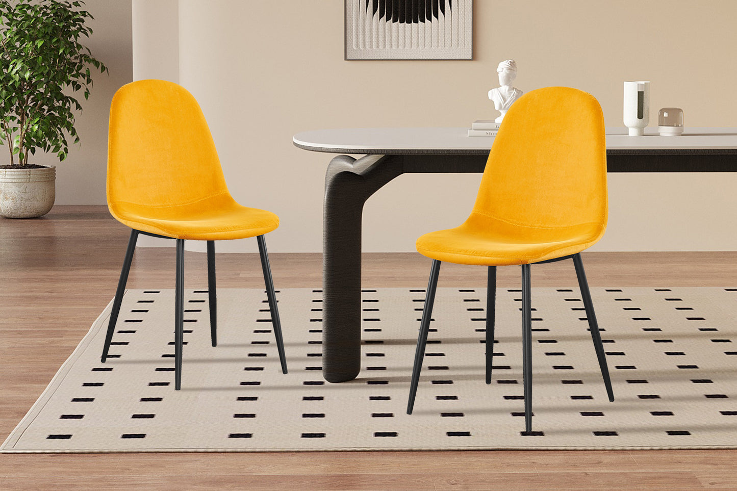 Chaise Boy Velours Jaune