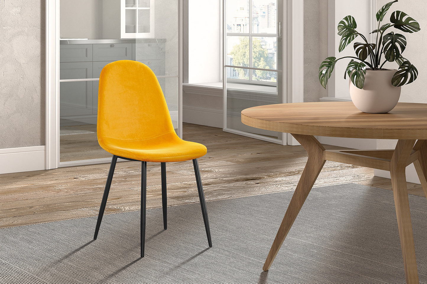 Chaise Boy Velours Jaune