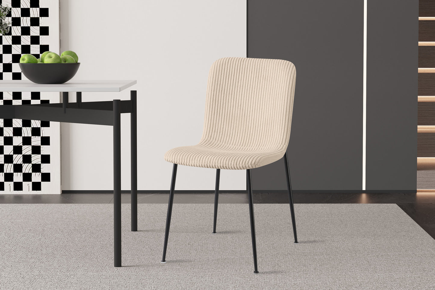 Lot de Chaises Alice velours côtelé beige