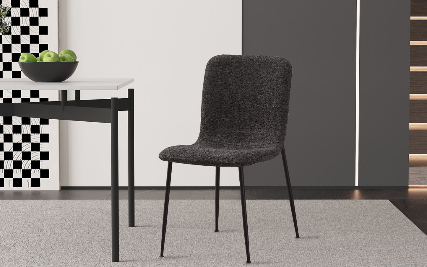 Chaise Alice laine bouclé gris