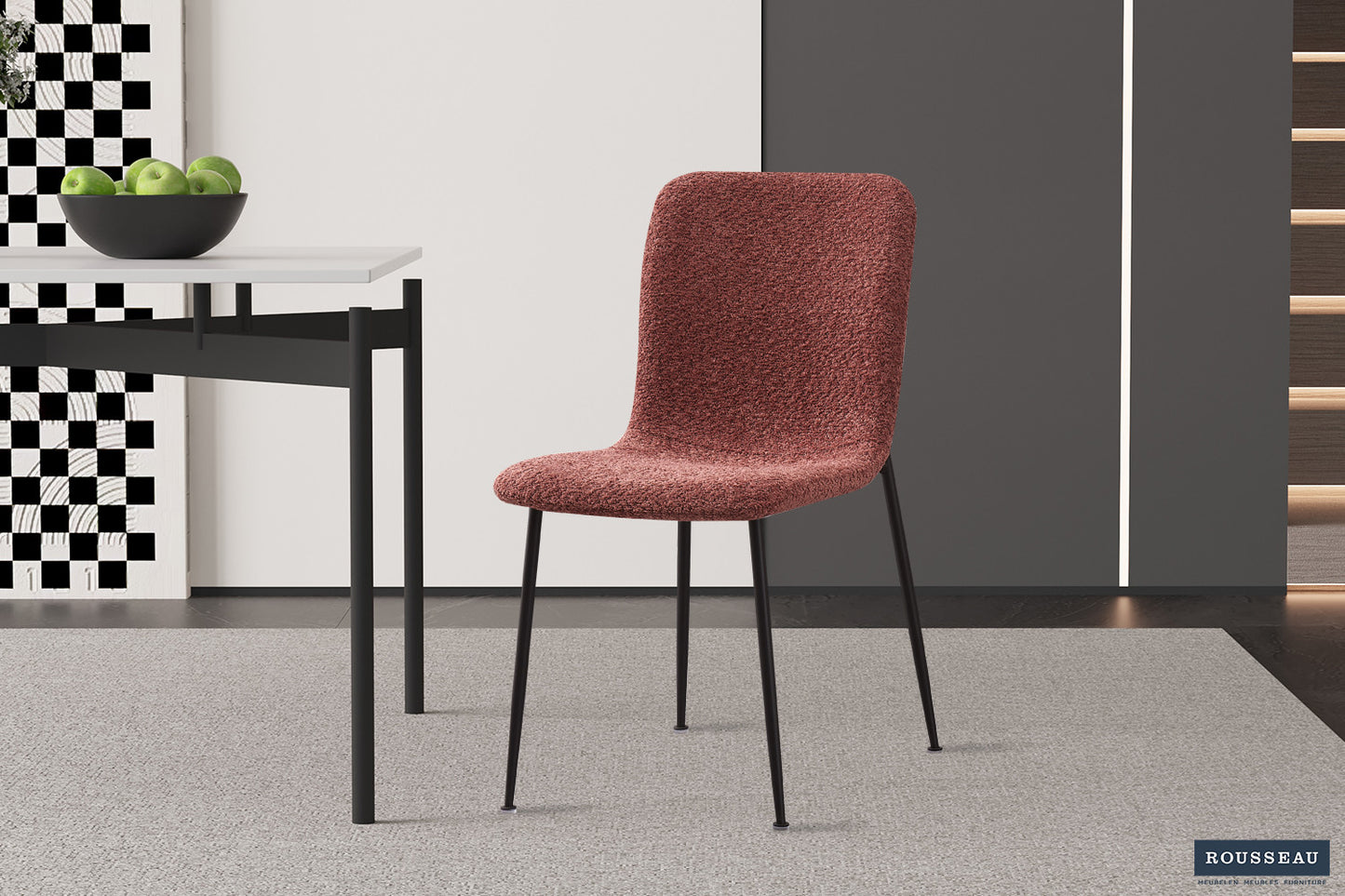 Lot de Chaises Alice laine bouclé Rose