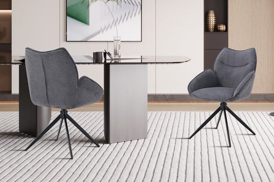 Chaise Mahi Pivotant Tissu Gris foncé