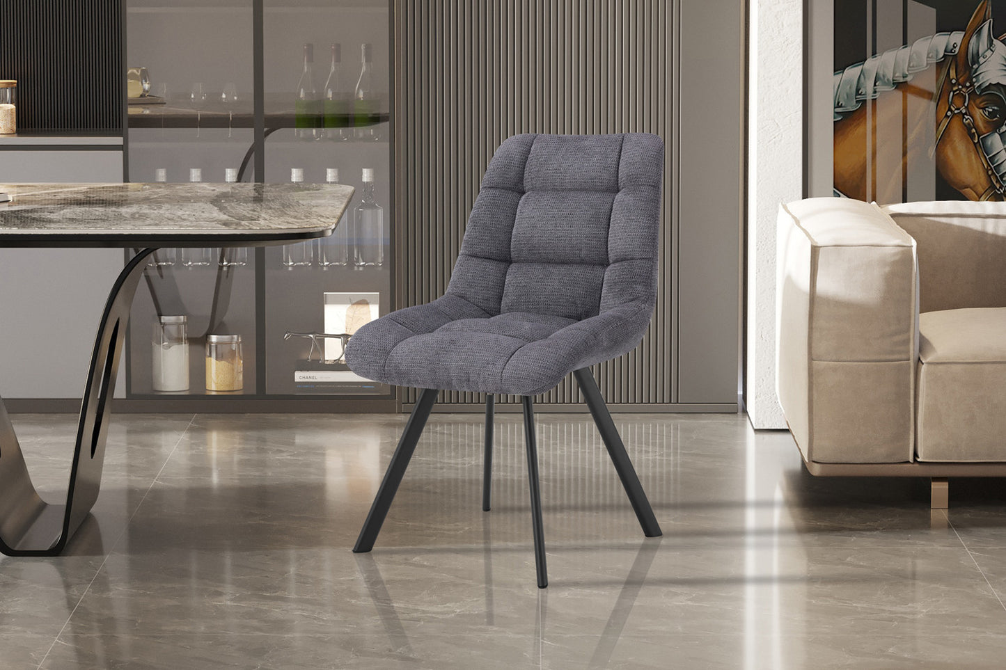 Chaise Lizzy Tissu Ote Share 456 Gris foncé