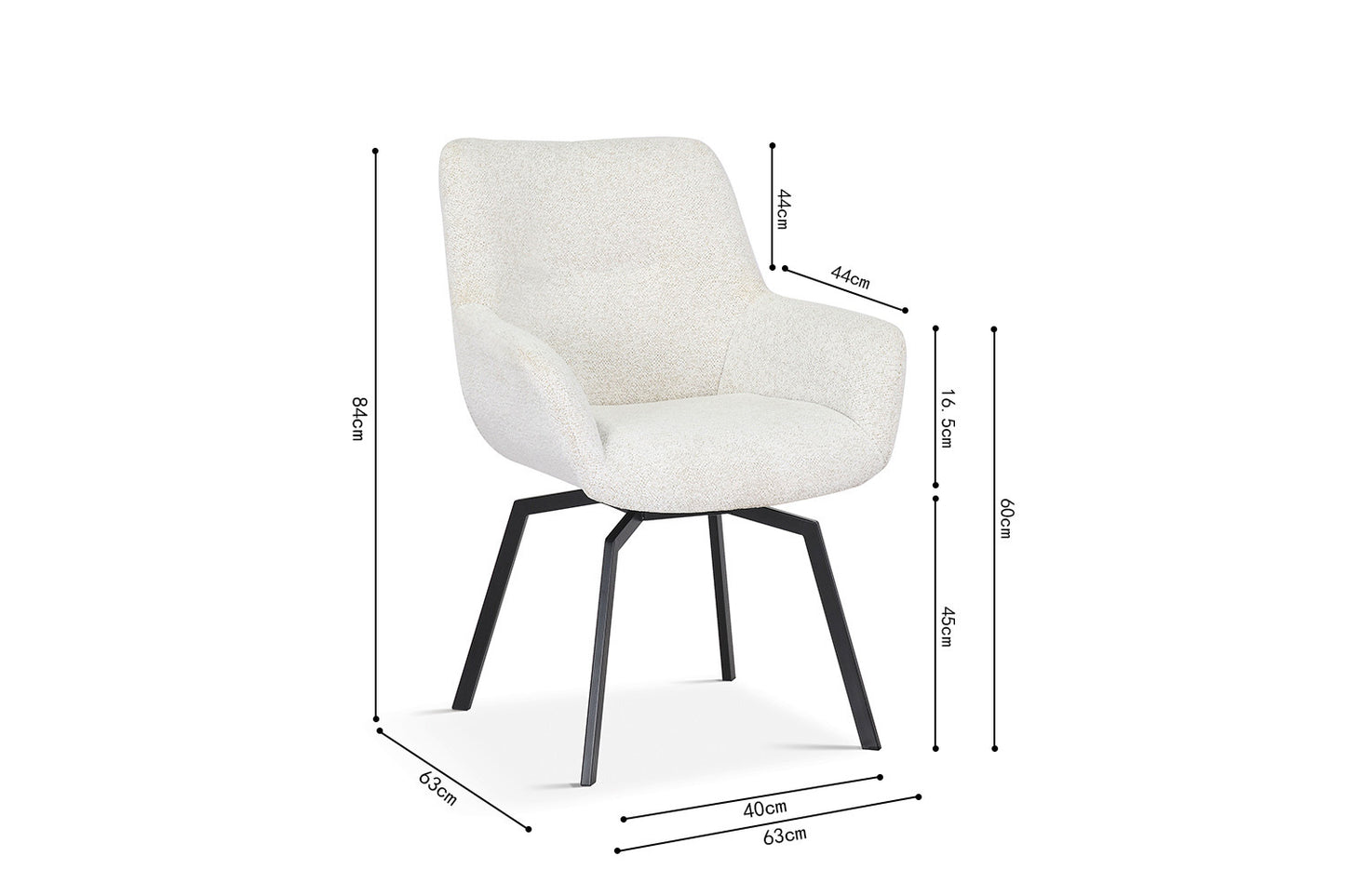 Chaise Modest Pivotant Tissu chenille Ecru