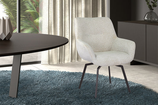 Chaise Modest Pivotant Tissu chenille Ecru