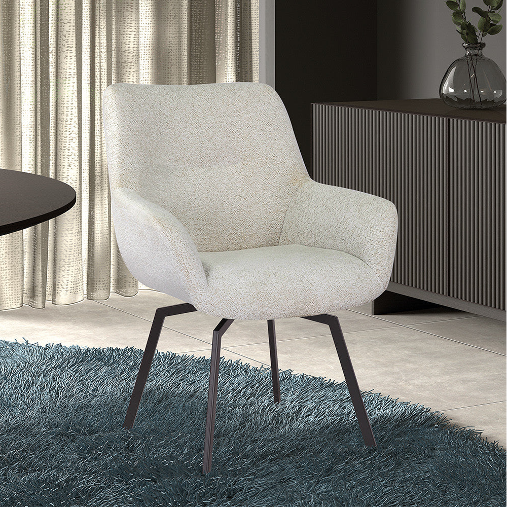 Chaise Modest Pivotant Tissu chenille Ecru