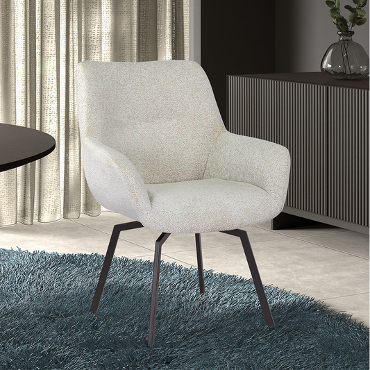 Chaise Modest Pivotant Tissu chenille Ecru