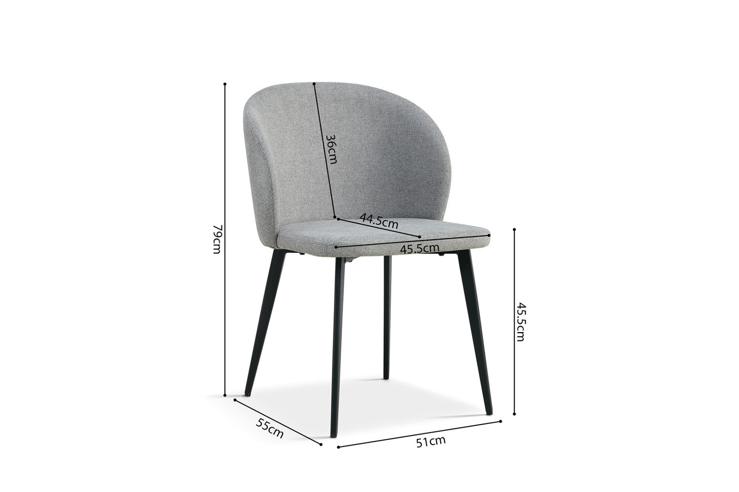 Lot de Chaises Toledo tissu Gris clair