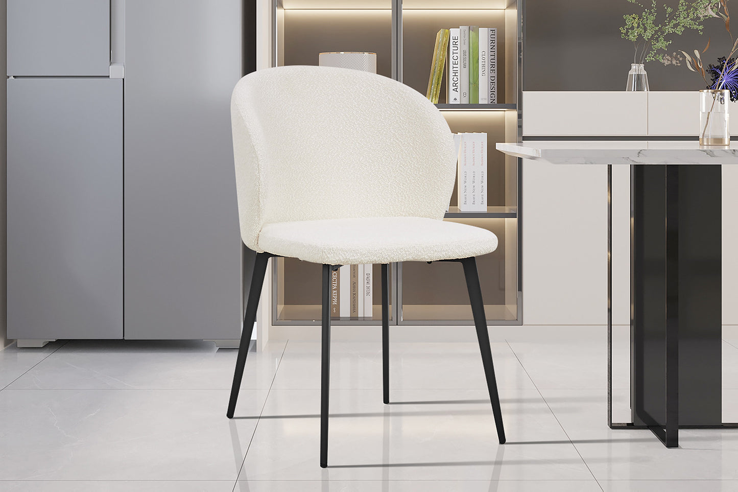 Chaise Toledo Bouclé Blanc