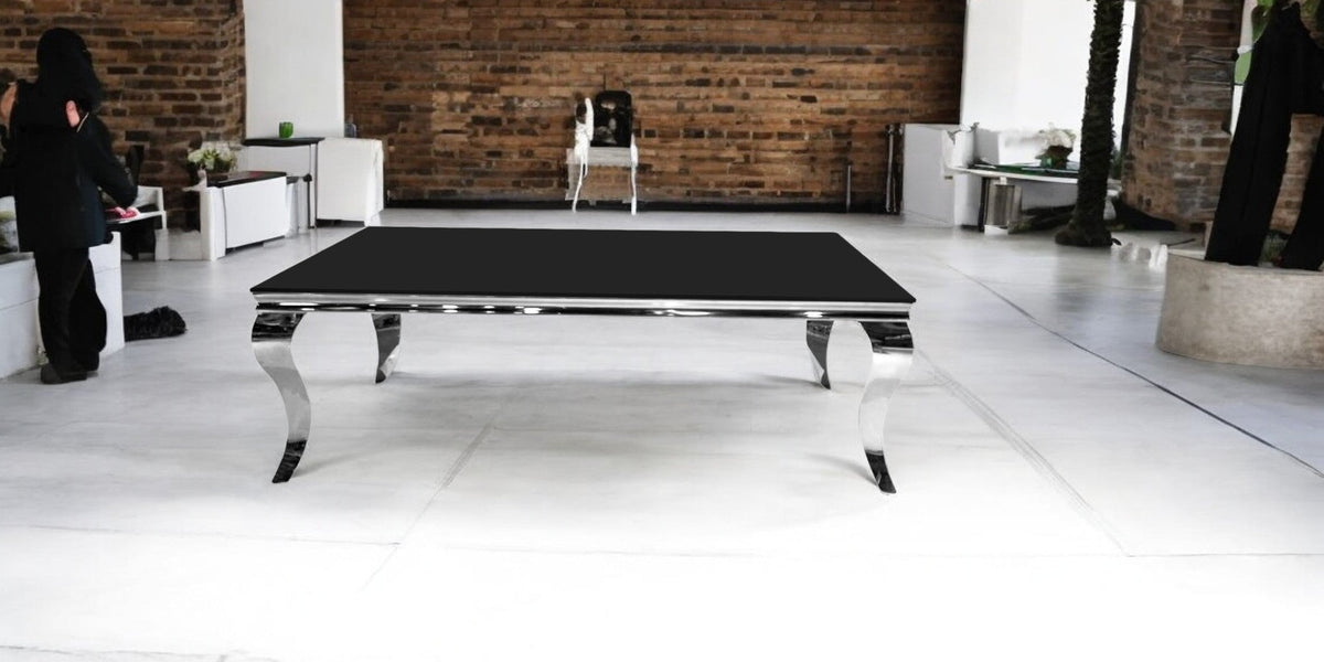 Table basse Baroque pied chrome 120cm