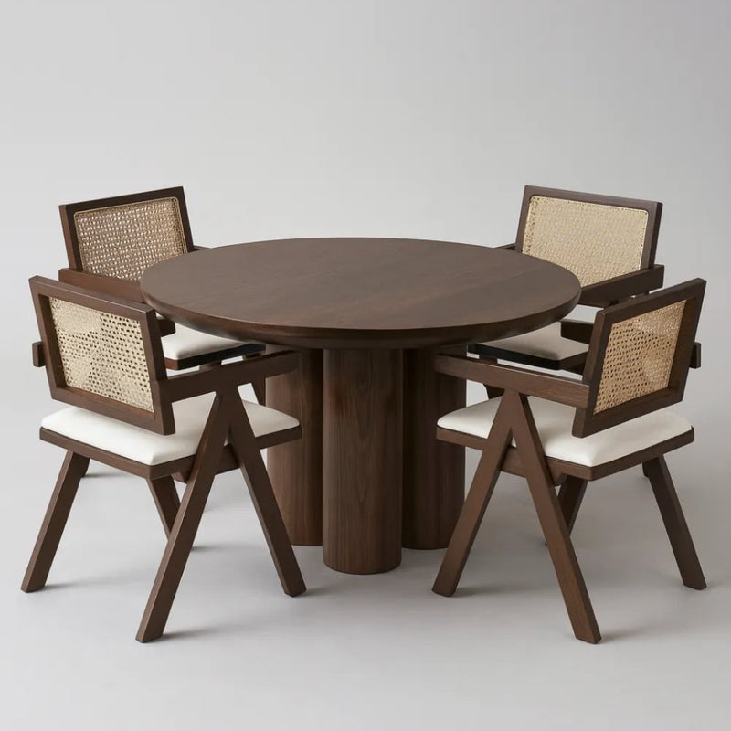 Table à manger Maya ronde bois noyer