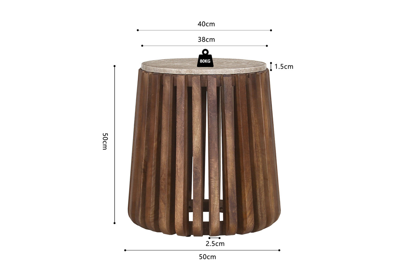 Table basse Luc travertin bois de manguier