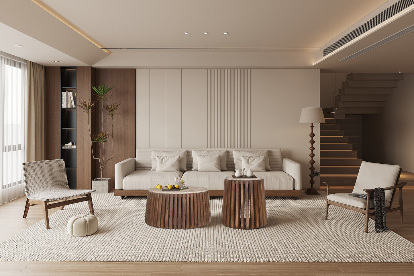 Table basse Luc travertin bois de manguier