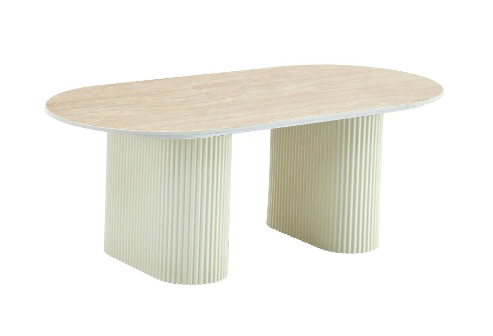 Table Basse Roxy Pied Céramique Travertin Mat
