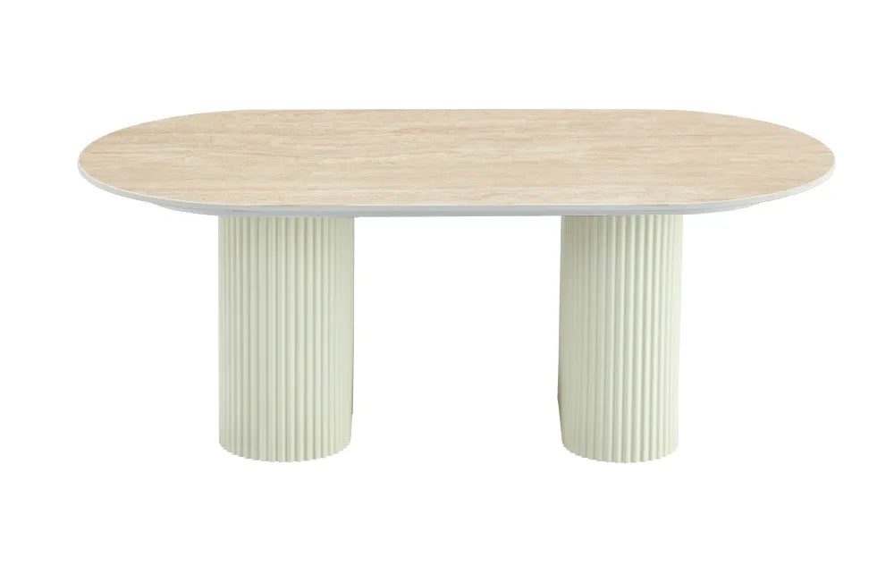 Table Basse Roxy Pied Céramique Travertin Mat
