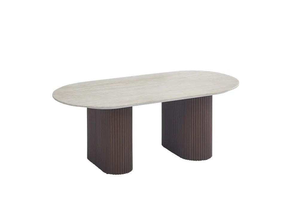 Table Basse Roxy Pied Céramique Travertin Mat