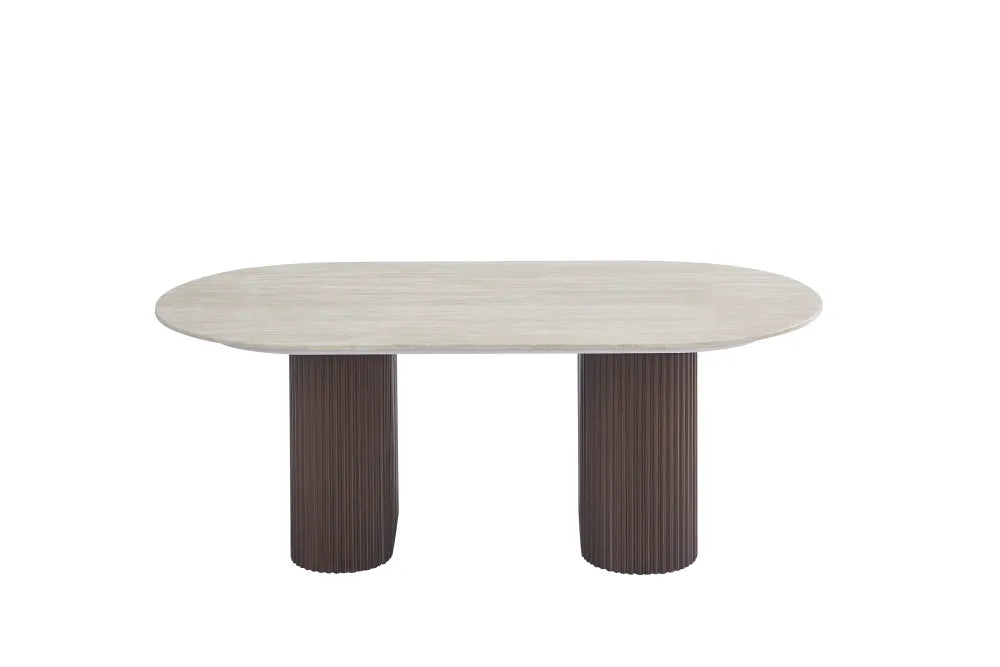 Table Basse Roxy Pied Céramique Travertin Mat