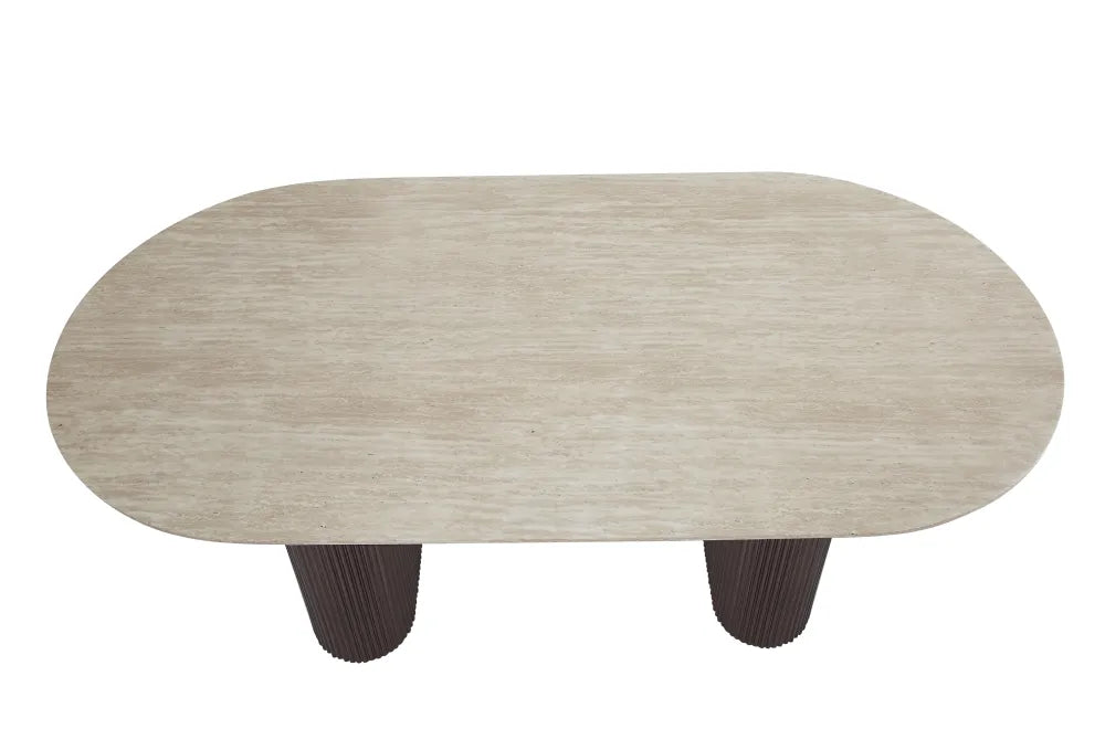 Table Basse Roxy Pied Céramique Travertin Mat