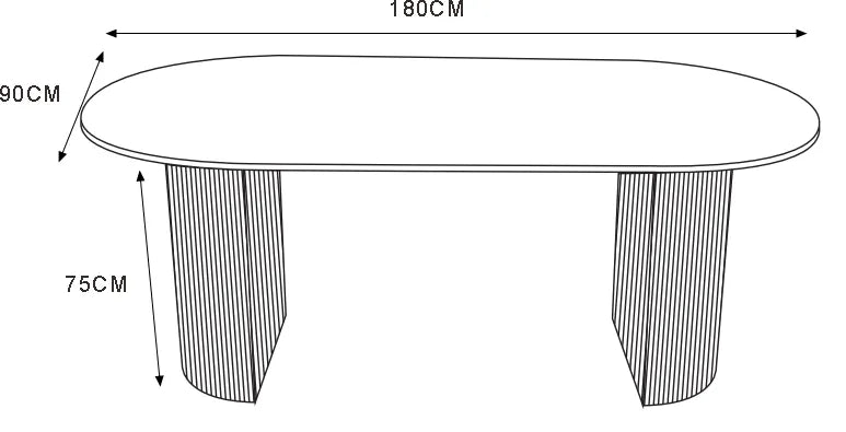 Table à manger Anna Pied métal Effet Noyer Plateau Céramique Travertin Brillant 180X90X75Cm