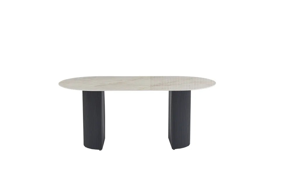 Table à manger Anna Pied métal Noir Plateau Céramique Shakespeare 180X90X75Cm