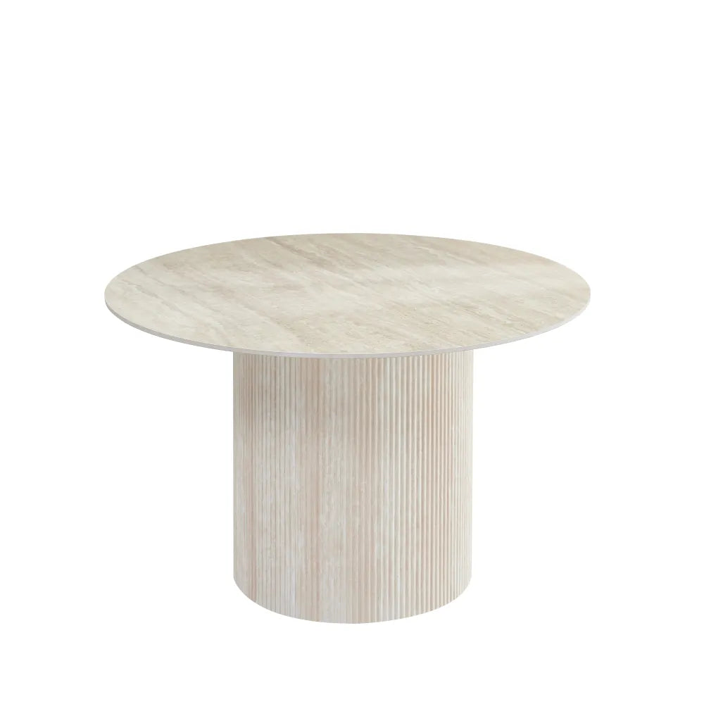 Table à manger Baietaa Céramique Effet Travertin Mat Pied Travertin 120X75Cm