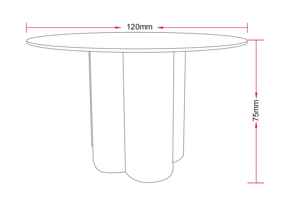 Table à manger Halo Pied Effet Noyer Céramique Travertin Mat 120Cm