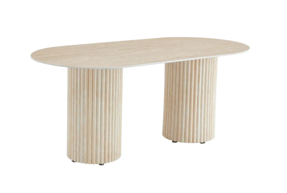 Table à manger Keysha Travertin Céramique Travertin 180X90Cm (Dt992)