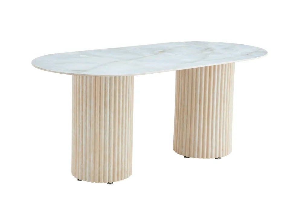 Table à manger Keysha Travertin Céramique Moka 180X90Cm