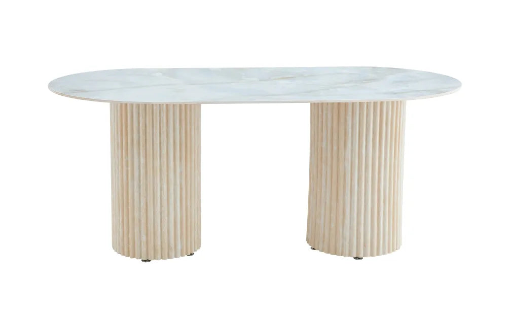 Table à manger Keysha Travertin Céramique Moka 180X90Cm