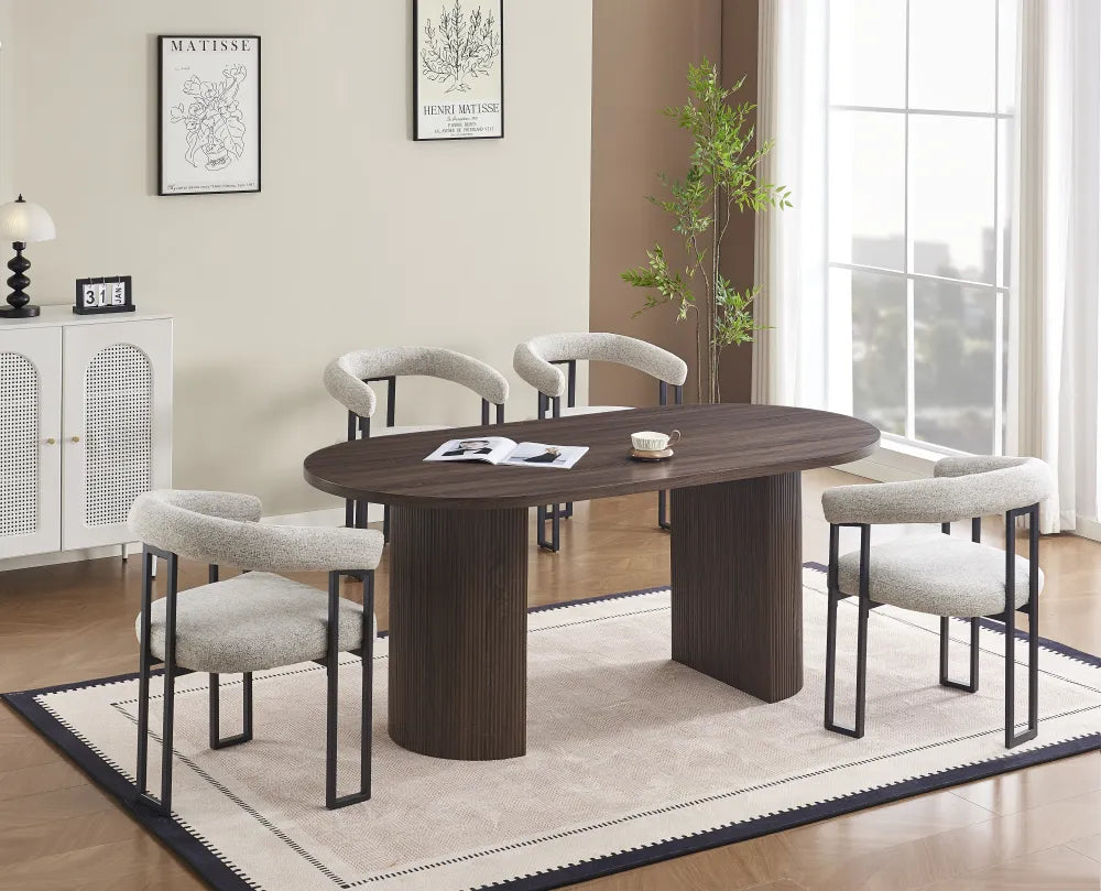 Table à manger New Anna Pied Effet Noyer Plateau Effet Noyer 180X90X75Cm