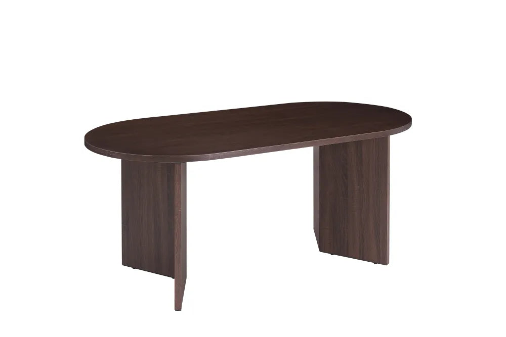 Table à manger Page Pied Mdf Effet Noyer Plateau Effet Bois Noyer 180X90X75Cm