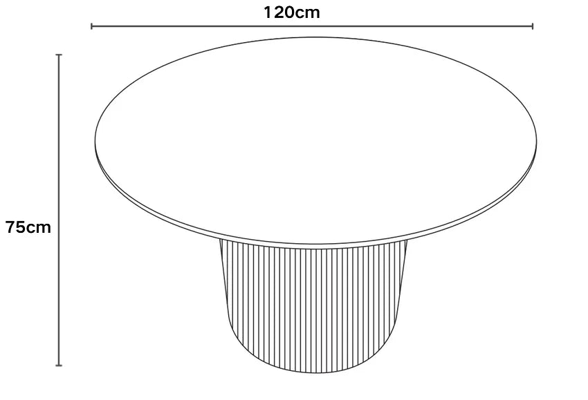 Table à manger Ronde Baietaa Pied Effet Noyer Plateau Céramique Travertin Mat 120Cm