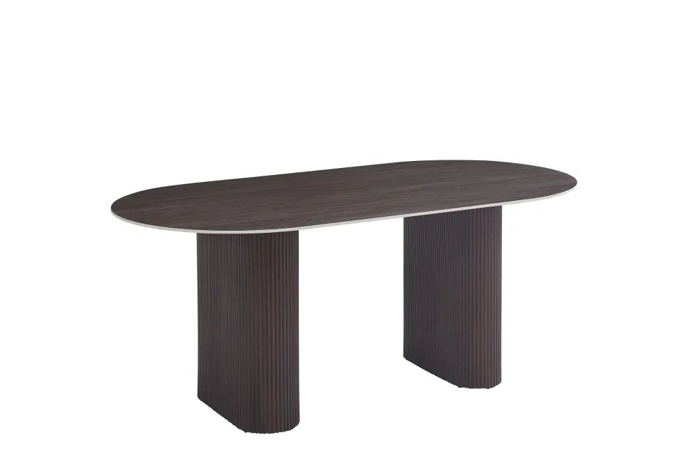 Table à manger Roxy Pied Noyer Céramique Effet Noyer 180X90X75 Cm