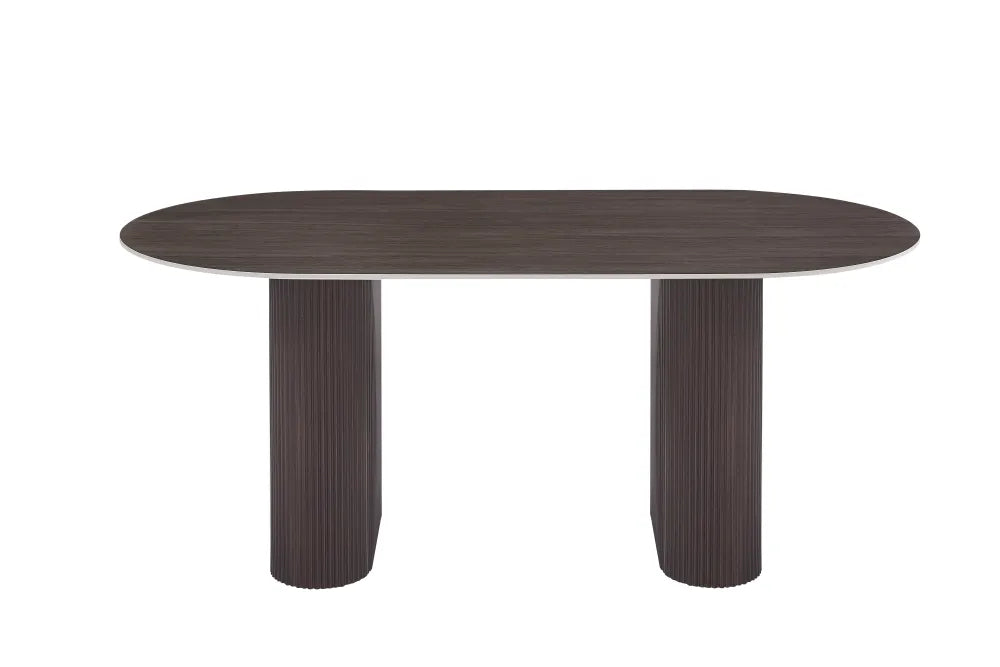 Table à manger Roxy Pied Noyer Céramique Effet Noyer 180X90X75 Cm