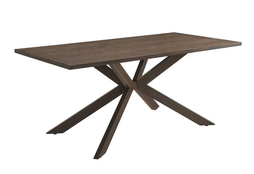 Table à manger Xavier Plateau Mdf Effet Bois Noyer Pied métal Effet Noyer 180X90X75Cm