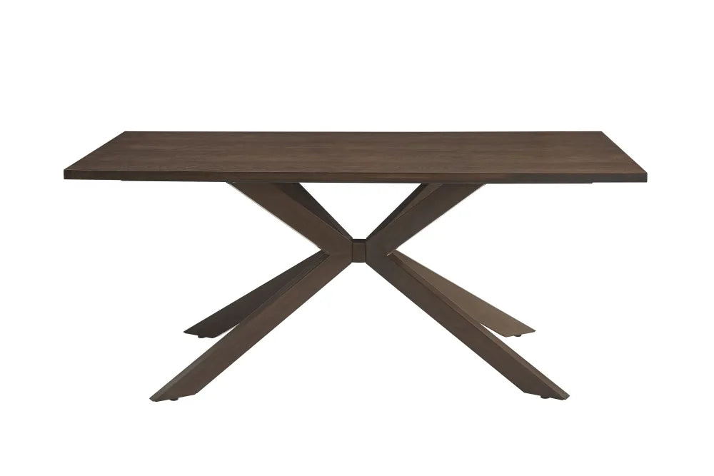 Table à manger Xavier Plateau Mdf Effet Bois Noyer Pied métal Effet Noyer 180X90X75Cm
