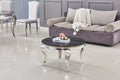 Table Basse Baroque Ronde chromé Noir 80X45 Cm